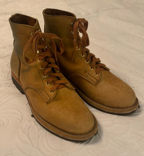 Photo by grantini on November 1, 2024 of the Oldspeed MFG Service Boot 6” in Horween Tan Latigo.