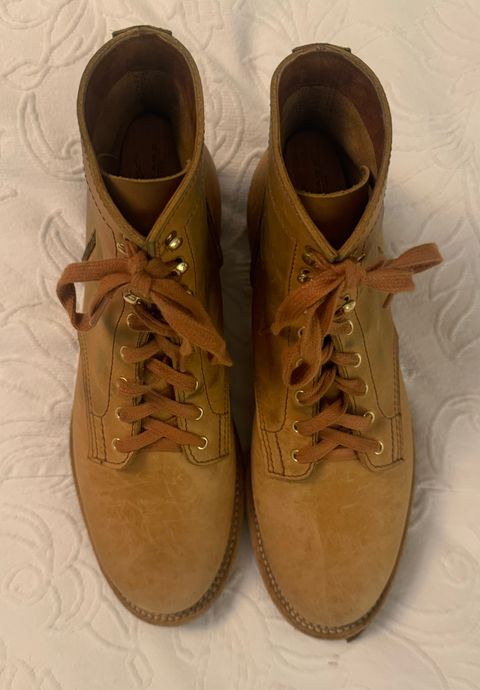 Photo by grantini on November 1, 2024 of the Oldspeed MFG Service Boot 6” in Horween Tan Latigo.