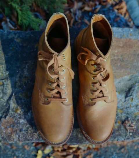 Photo by grantini on December 4, 2024 of the Oldspeed MFG Service Boot 6” in Horween Tan Latigo.