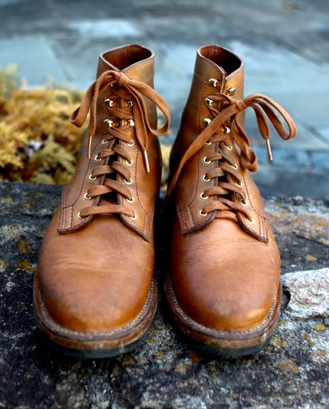 Photo by grantini on January 1, 2025 of the Oldspeed MFG Service Boot 6” in Horween Tan Latigo.