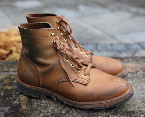 Photo by grantini on February 1, 2025 of the Oldspeed MFG Service Boot 6” in Horween Tan Latigo.