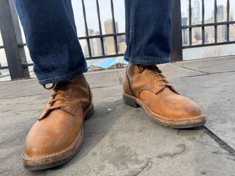 Photo by grantini on February 2, 2025 of the Oldspeed MFG Service Boot 6” in Horween Tan Latigo.