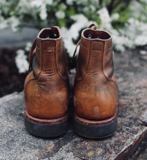 Photo by grantini on April 4, 2025 of the Oldspeed MFG Service Boot 6” in Horween Tan Latigo.