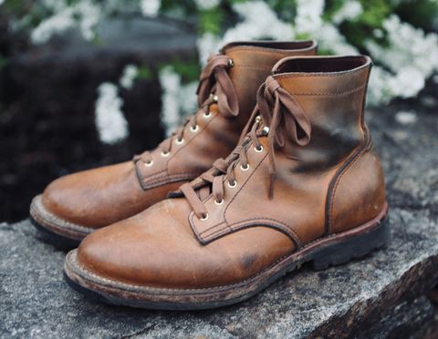 Photo by grantini on April 4, 2025 of the Oldspeed MFG Service Boot 6” in Horween Tan Latigo.