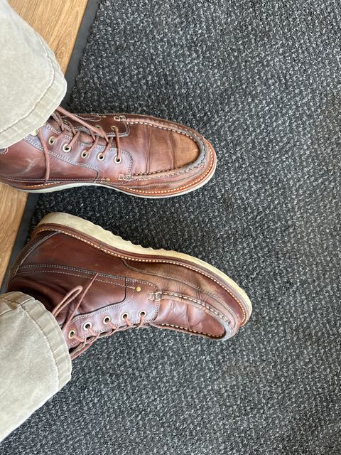 Photo by lacesonthelot on June 6, 2026 of the Grant Stone Field Boot in Horween Crimson Chromexcel.