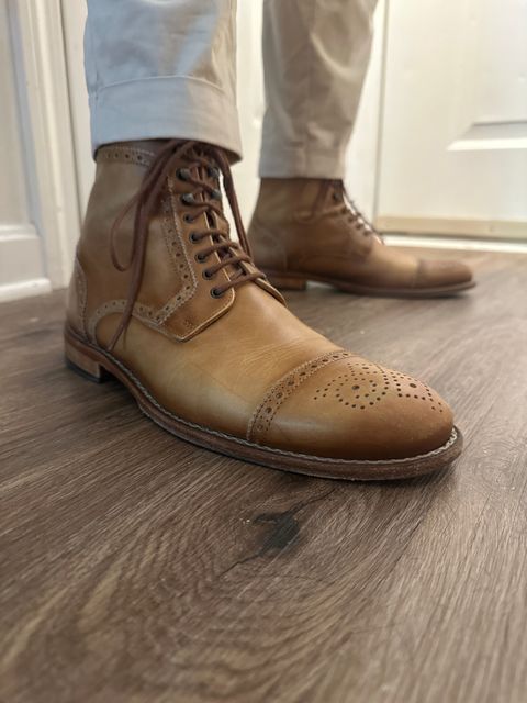 Photo by lacesonthelot on July 12, 2026 of the TAFT Noah Boot in Honey Calf.