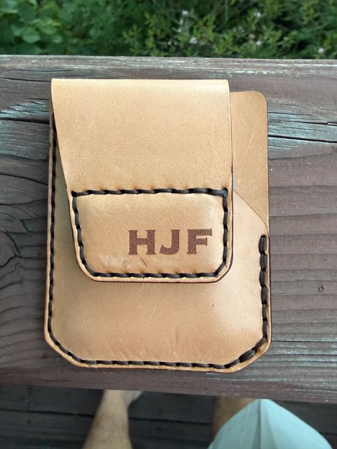 Photo by Phunt on June 25, 2026 of the Grounded Works Neo Wallet in Wickett & Craig Russet Traditional Harness.