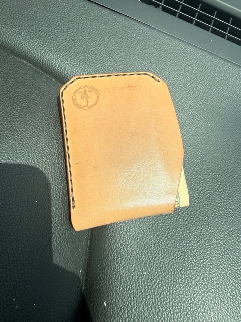 Photo by Phunt on July 17, 2026 of the Grounded Works Neo Wallet in Wickett & Craig Russet Traditional Harness.