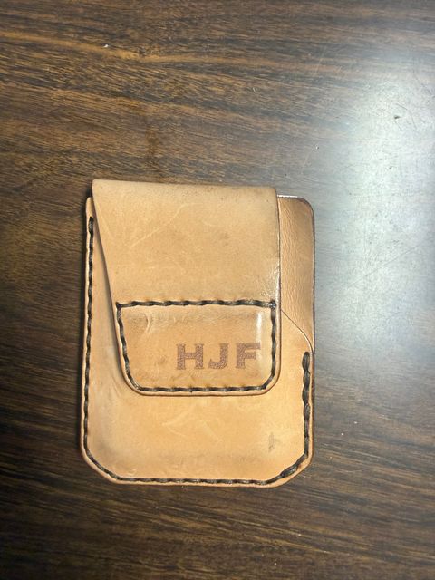 Photo by Phunt on July 24, 2026 of the Grounded Works Neo Wallet in Wickett & Craig Russet Traditional Harness.