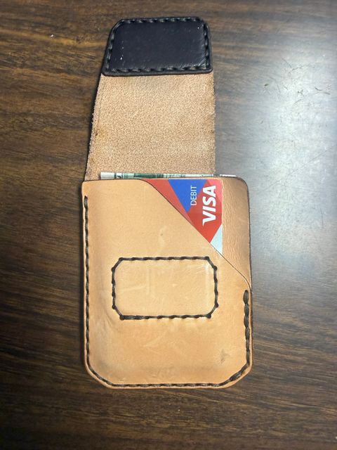 Photo by Phunt on July 24, 2026 of the Grounded Works Neo Wallet in Wickett & Craig Russet Traditional Harness.