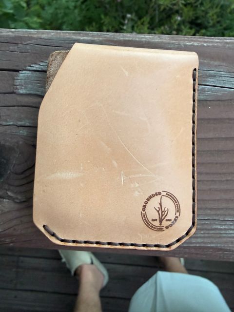 Photo by Phunt on June 25, 2026 of the Grounded Works Neo Wallet in Wickett & Craig Russet Traditional Harness.