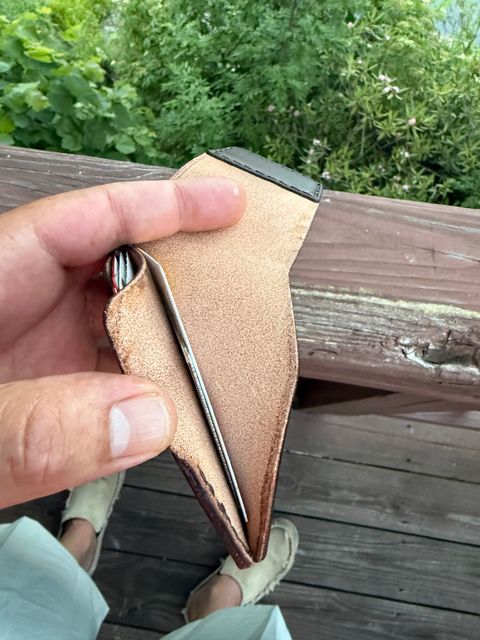 Photo by Phunt on June 25, 2026 of the Grounded Works Neo Wallet in Wickett & Craig Russet Traditional Harness.