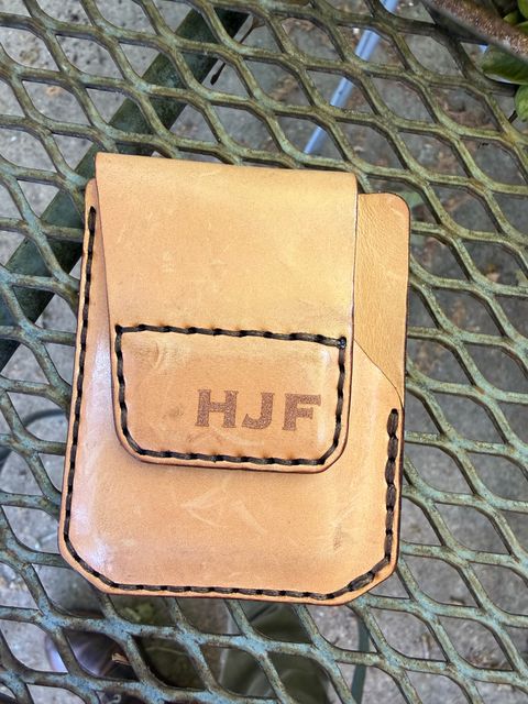 Photo by Phunt on July 9, 2026 of the Grounded Works Neo Wallet in Wickett & Craig Russet Traditional Harness.