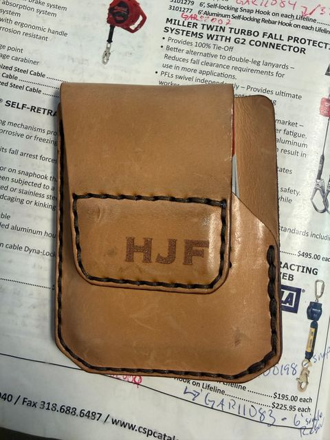 Photo by Phunt on July 10, 2026 of the Grounded Works Neo Wallet in Wickett & Craig Russet Traditional Harness.