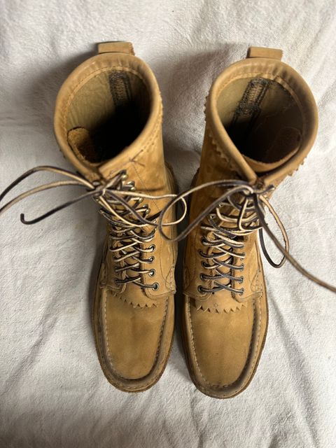 Photo by godsplumber on July 12, 2026 of the Russell Moccasin Co. South 40 Birdshooter in Pecos Gaucho Chamois.