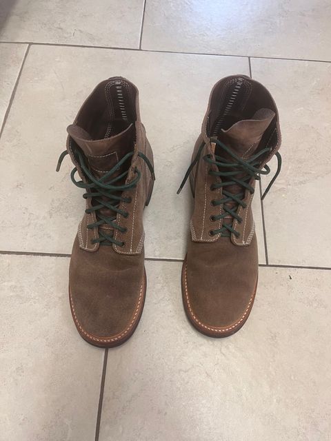 Photo by peckinpaws on May 2, 2025 of the John Lofgren M-43 Service Shoes in Horween Natural Chromexcel Roughout.