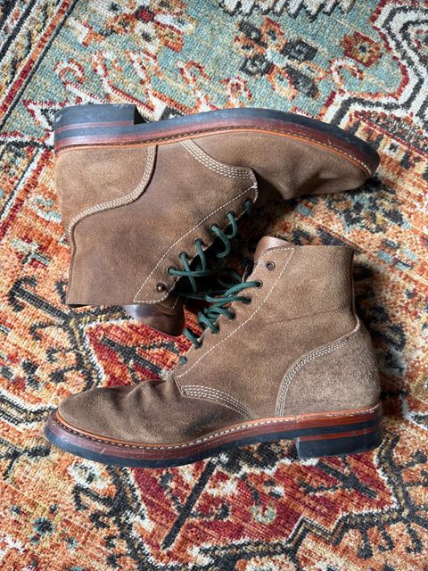 Photo by peckinpaws on June 29, 2026 of the John Lofgren M-43 Service Shoes in Horween Natural Chromexcel Roughout.