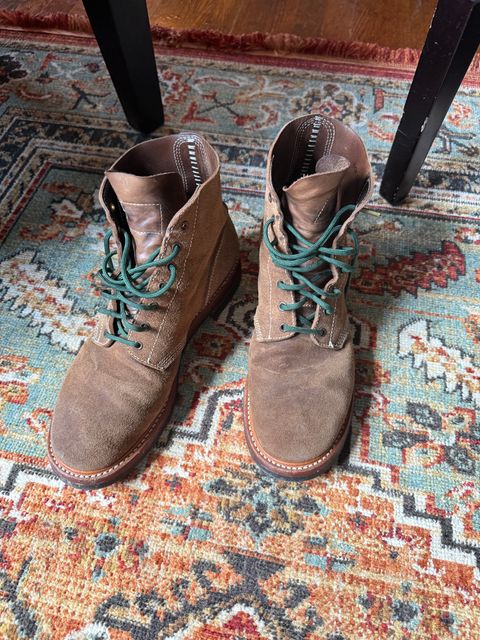 Photo by peckinpaws on June 29, 2026 of the John Lofgren M-43 Service Shoes in Horween Natural Chromexcel Roughout.