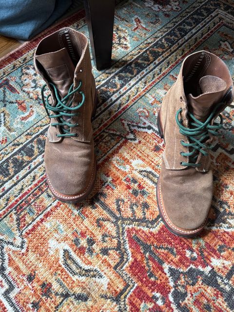 Photo by peckinpaws on June 29, 2026 of the John Lofgren M-43 Service Shoes in Horween Natural Chromexcel Roughout.