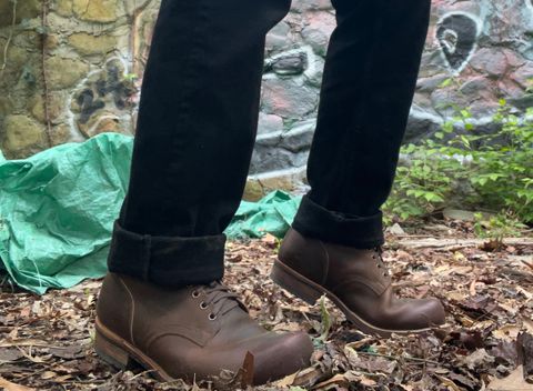 Photo by peckinpaws on April 2, 2025 of the Viberg Service Boot in Horween Golden Brown Predator.