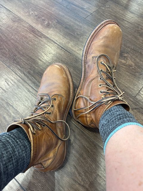Photo by ineedmoreboots on July 12, 2026 of the Truman Plain Toe Boot in Horween Natural Cypress.