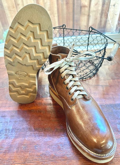 Photo by BlueBootCollective on May 24, 2026 of the Viberg Scout Boot in Horween Natural Cypress.