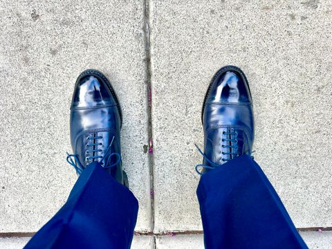 Photo by BlueBootCollective on July 17, 2026 of the Allen Edmonds Park Avenue in Navy Calf.