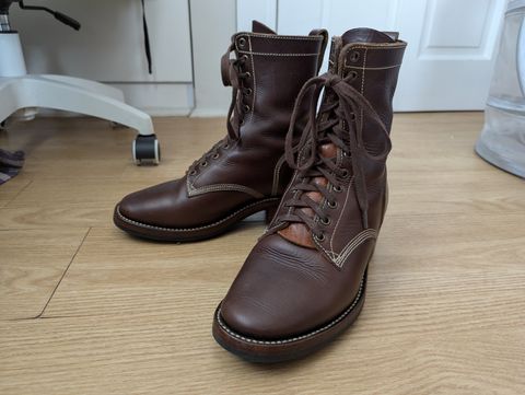 Photo by BoxingCoachBrian on July 14, 2025 of the Willie's Handmade Boots Boondocker in Horween Brown Chromexcel.