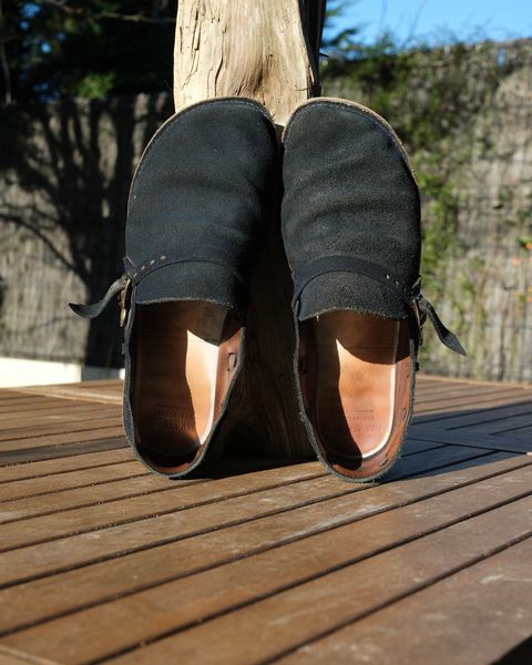 Photo by Clemmach on January 2, 2026 of the Oak Street Bootmakers Country Loafer in Horween Natural Indigo Chromexcel Roughout.