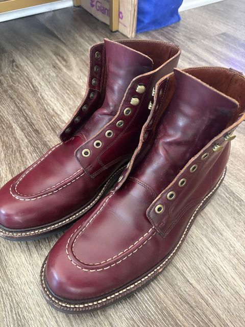 Photo by Nauta on May 30, 2026 of the Grant Stone Brass Boot in Horween Color 8 Chromexcel.