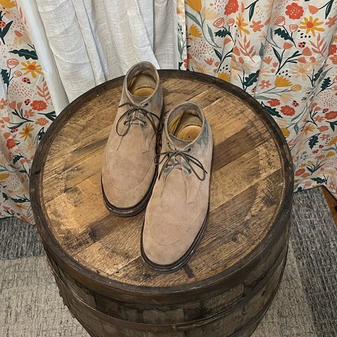 Photo by neogeo on December 6, 2025 of the Viberg Bernhard Boot in Eco Veg Fallow Suede Roughout.
