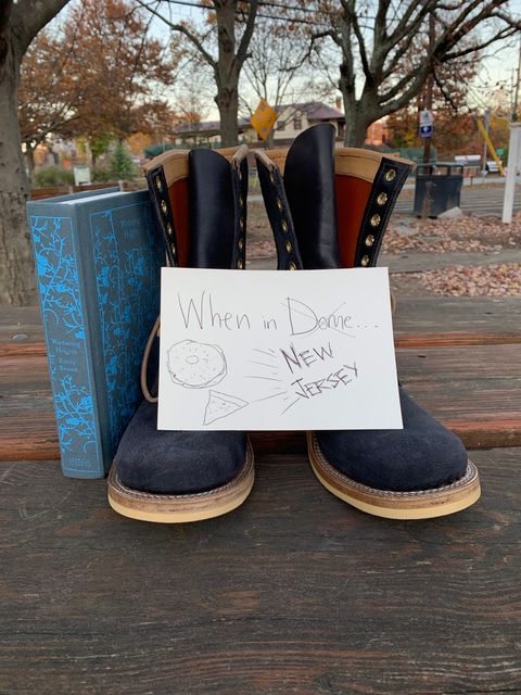 Photo by Emily on November 1, 2024 of the Sobreiro Boots Estrella in Conceria Lostivale Natural Roughout Overdyed Black, Grain Side Heel Counters.