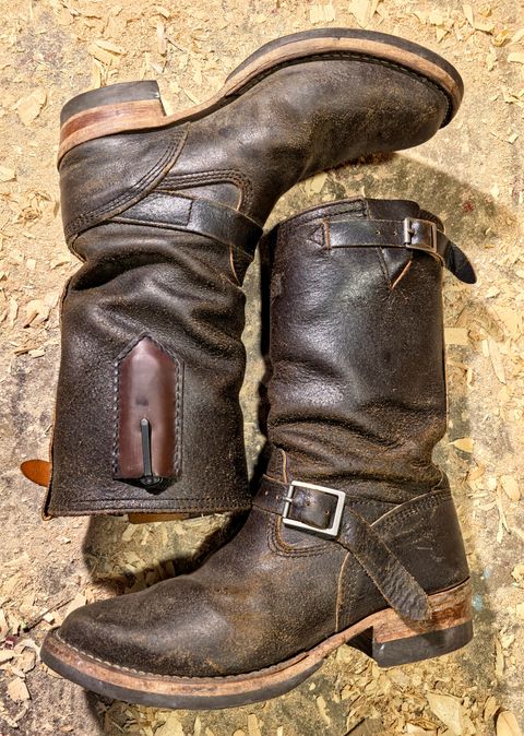 Photo by DaveWilkes on March 5, 2025 of the Wesco Standard And Strange Collab: The Quick Striker in Horween Olive Waxed Flesh.