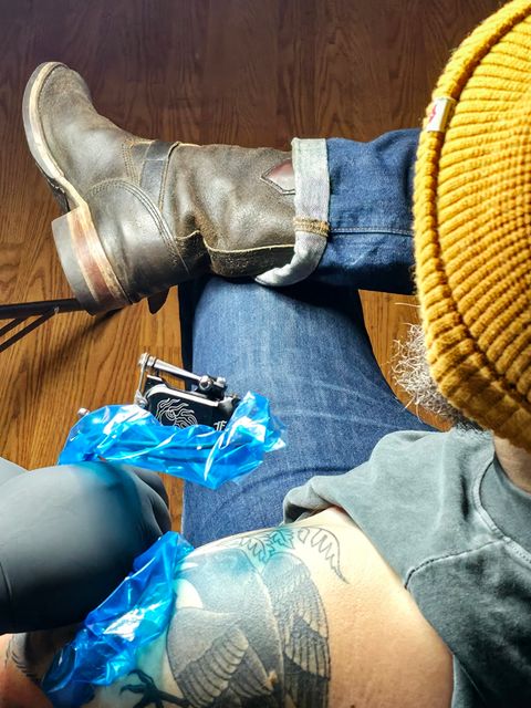 Photo by DaveWilkes on April 5, 2025 of the Wesco Standard And Strange Collab: The Quick Striker in Horween Olive Waxed Flesh.