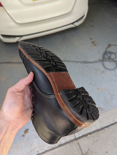 Photo by j3553 on July 1, 2026 of the Wolverine 1000 Mile Cap-Toe Boot in Horween Black Chromexcel.