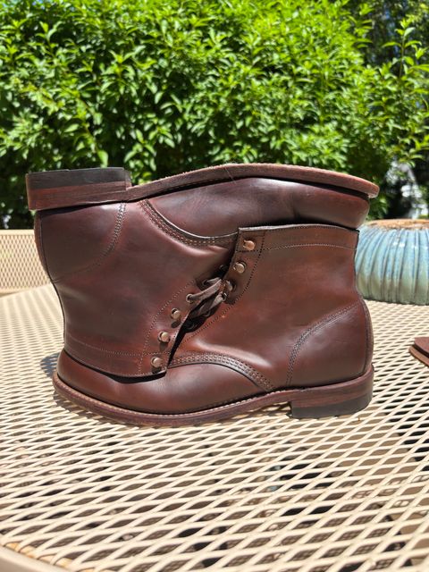 Photo by Sober_And_Faded on June 6, 2026 of the Wolverine 1000 Mile Plain-Toe Boot in Horween Brown Chromexcel.