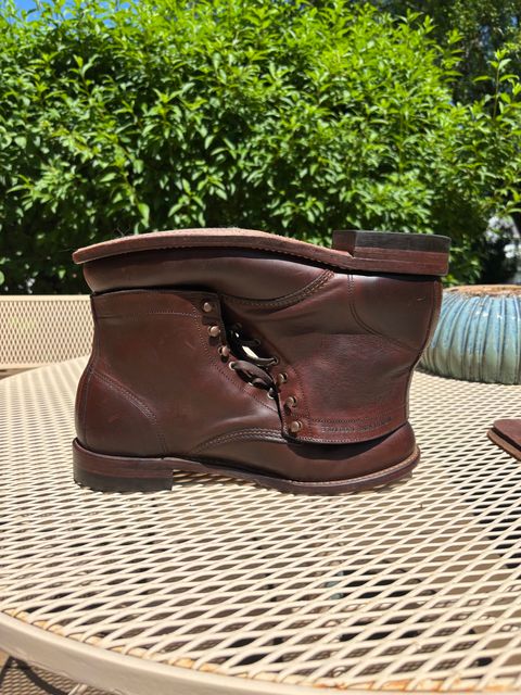 Photo by Sober_And_Faded on June 6, 2026 of the Wolverine 1000 Mile Plain-Toe Boot in Horween Brown Chromexcel.