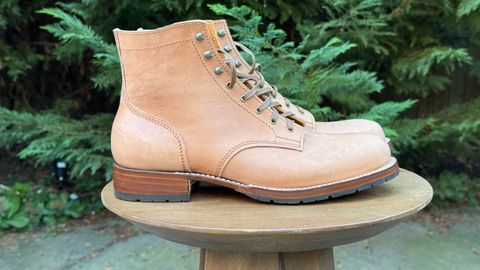 Photo by bigsmallies on October 1, 2025 of the Oldspeed MFG Custom Model in Horween Russet Horsehide Strips.