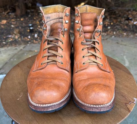 Photo by bigsmallies on January 4, 2026 of the Oldspeed MFG Custom Model in Horween Russet Horsehide Strips.