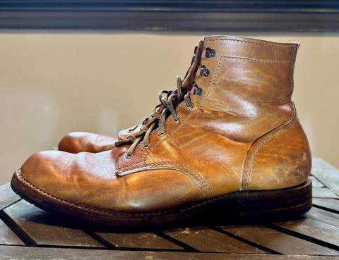 Photo by bigsmallies on April 5, 2026 of the Oldspeed MFG Custom Model in Horween Russet Horsehide Strips.