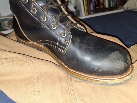 Photo by Arto on December 7, 2024 of the Truman Plain Toe Boot in Seidel Black Double Shot.
