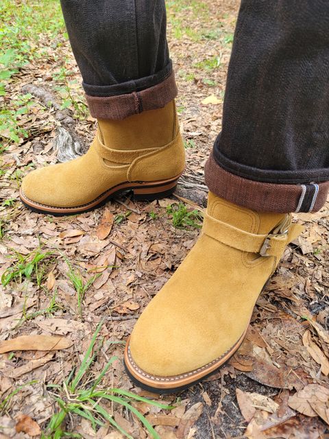 Photo by markieballa on June 4, 2025 of the Keystone Shoe Company Engineer Boot in Tan Roughout.