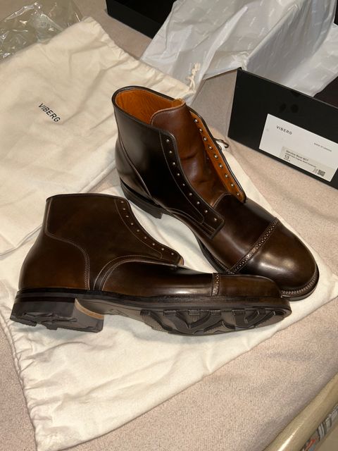 Photo by lowrollr on May 16, 2026 of the Viberg Service Boot BCT in Horween Dark Cognac Shell Cordovan.