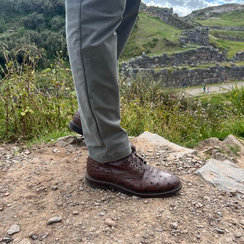 Photo by m4sonrj on May 7, 2025 of the Grant Stone Diesel Boot in Kango Tobacco Ostrich.