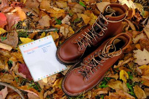 Photo by stitchdown_collabs on October 15, 2024 of the White's Whites X Stitchdown Cliff Boot in Seidel Red Dog Oil Tan & Horween Black Waxed Flesh.