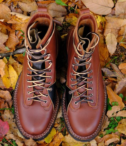 Photo by stitchdown_collabs on October 15, 2024 of the White's Whites X Stitchdown Cliff Boot in Seidel Red Dog Oil Tan & Horween Black Waxed Flesh.