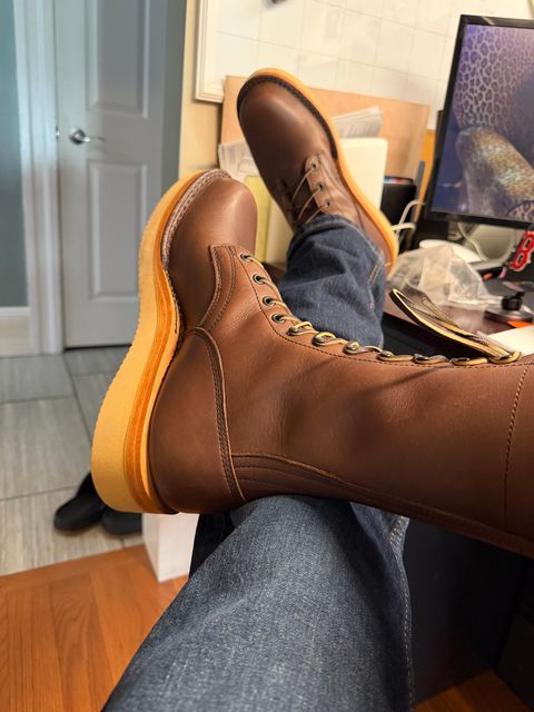 Photo by cleofus on June 3, 2026 of the Frank’s Boots Rainier in Seidel Walnut Oil Tan.