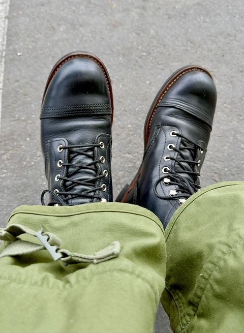 Photo by SundayDuffer on April 19, 2025 of the Red Wing 8084 Iron Ranger Black Harness in Black Bison.