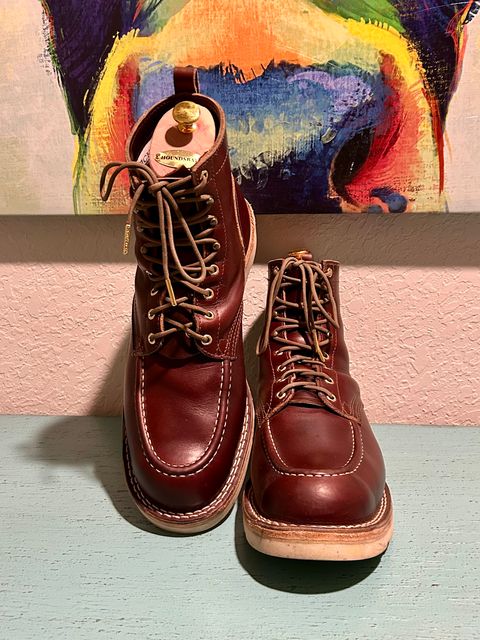 Photo by BigandTall_Times on January 5, 2026 of the Nicks Moc Toe in Horween Shackelton  Brown.
