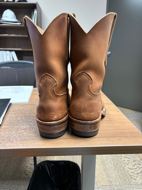 Photo by AllTheLeather_69 on March 24, 2026 of the Nicks Handmade Boots Palouse in 1964 Monarch.